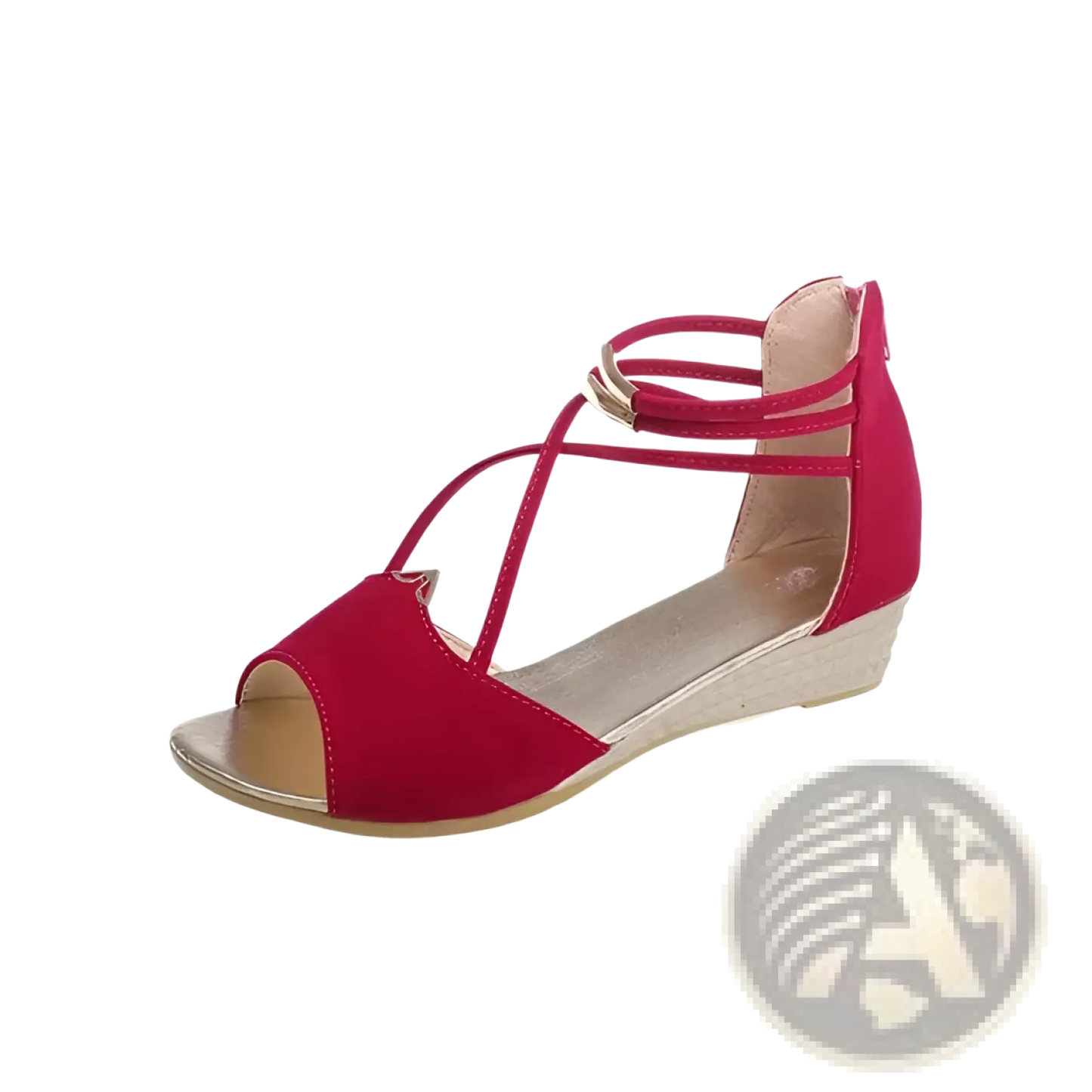 Suede Wedge Sandals Korean Low Heel Strappy Shoes