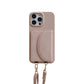 Litchi Leather Card Holder Phone Case with Lanyard