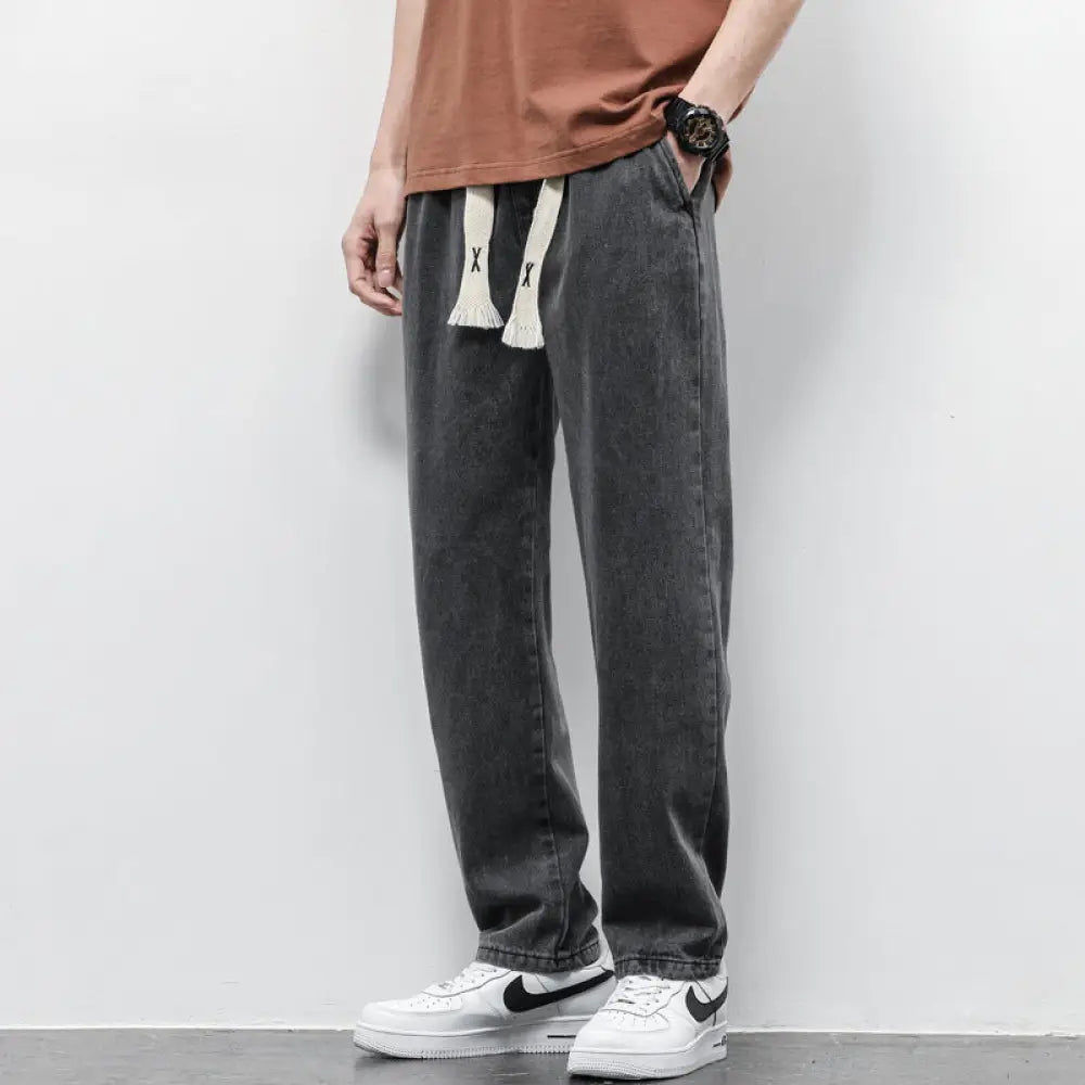 Men's Wide Leg Light Wash Denim Joggers