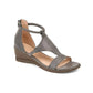 Women's Leather and Suede T-strap Summer Wedge Sandals