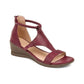 Women's Leather and Suede T-strap Summer Wedge Sandals