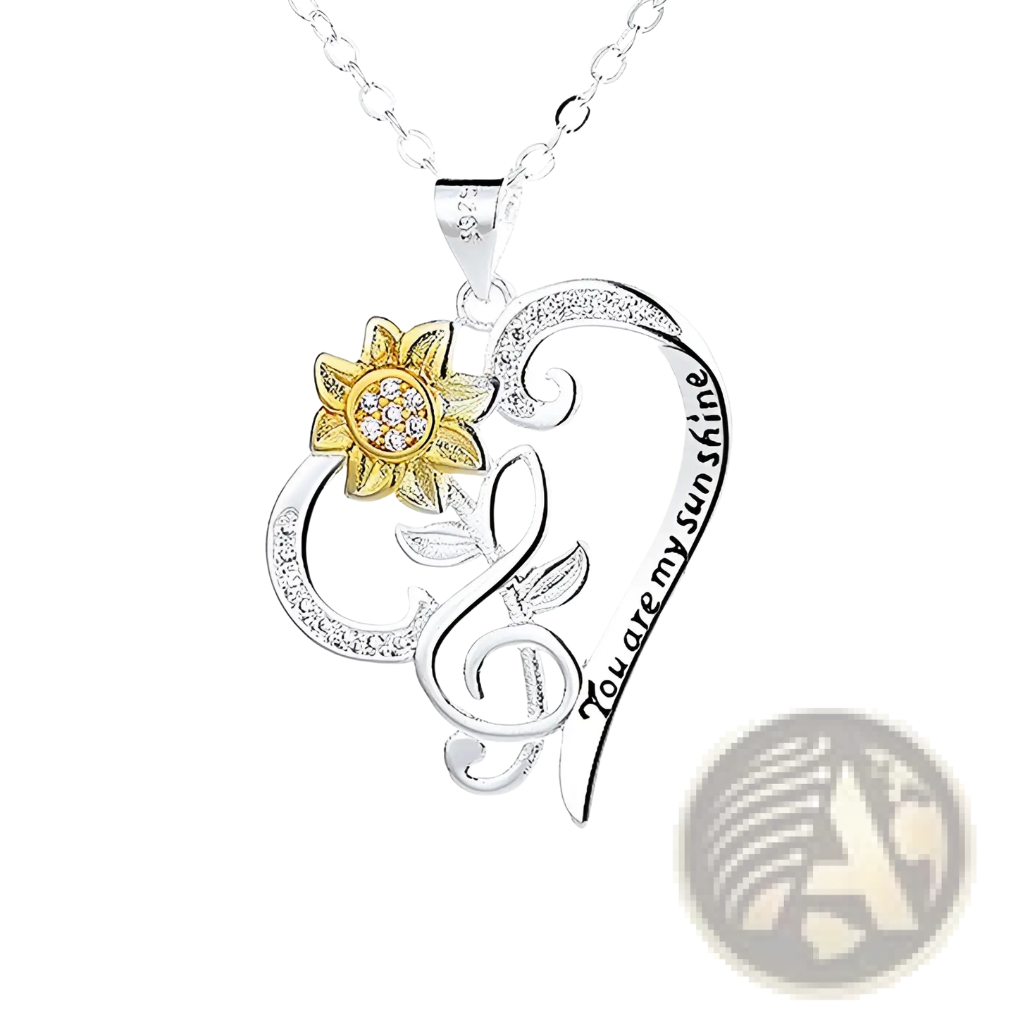 You are my Sunshine Sunflower Heart Pendant Necklace