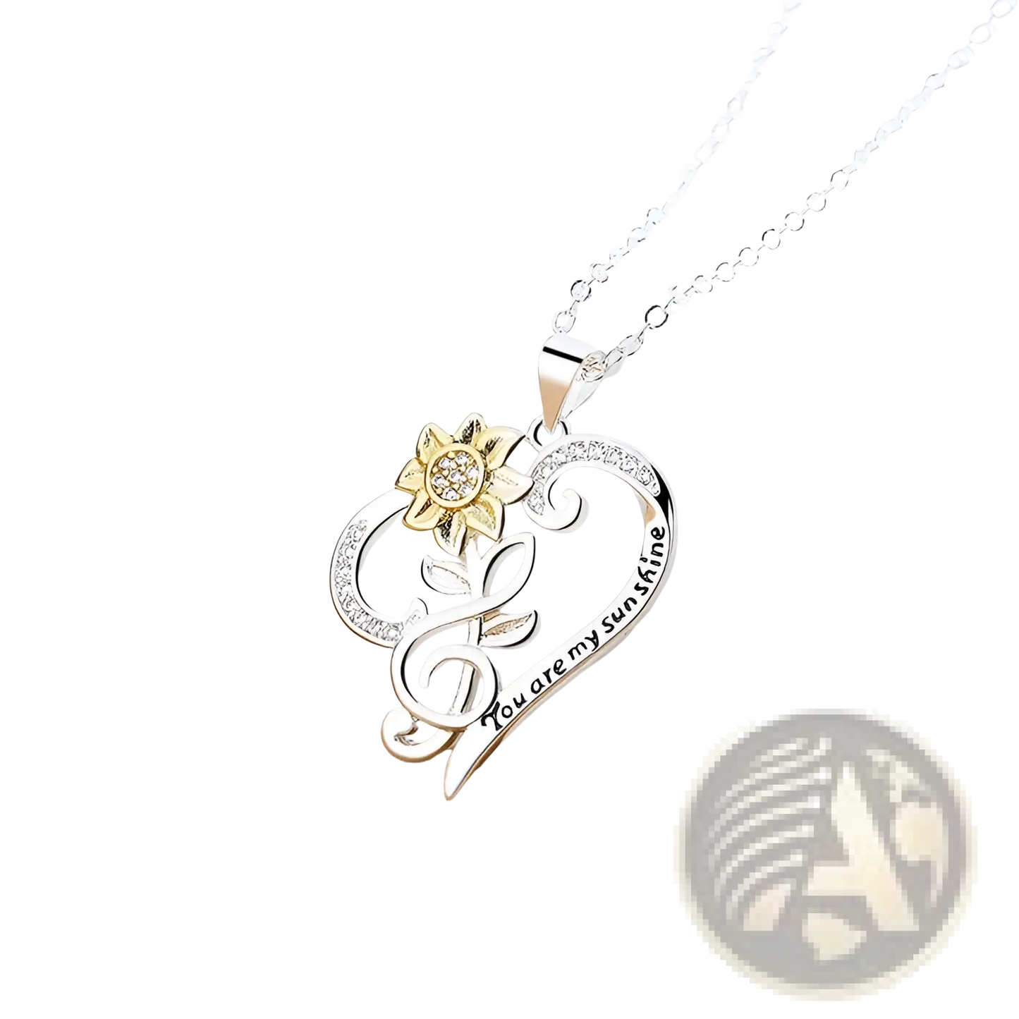 You are my Sunshine Sunflower Heart Pendant Necklace