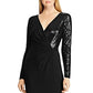 Vestido de noite longo com lantejoulas e manga comprida, preto, tamanho 12, da Lauren Ralph Lauren