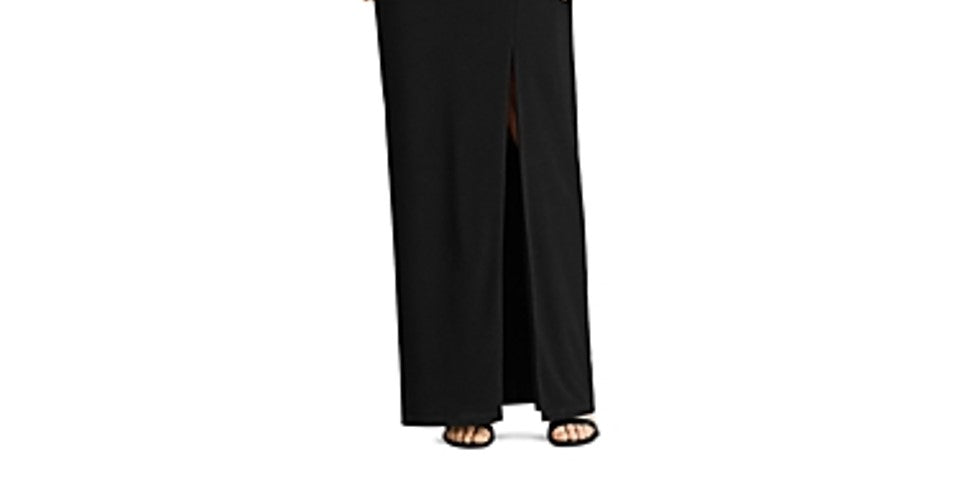 Vestido de noite longo com lantejoulas e manga comprida, preto, tamanho 12, da Lauren Ralph Lauren