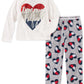 Conjunto de pijama Tommy Hilfiger para bebês meninas pequenas e grandes, 2 peças, com estampa de coração, branco, tamanho 6-7