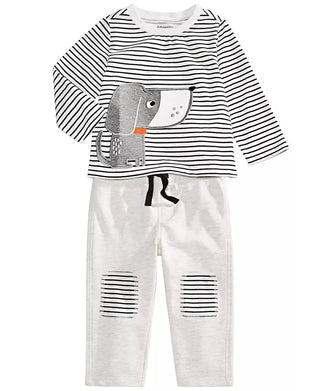 Calça jogger com remendo no joelho para bebês meninos First Impressions, branca, tamanho 12 MOS