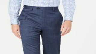 Calça social masculina Ralph Lauren de lã mista Windop, azul, tamanho 38x30