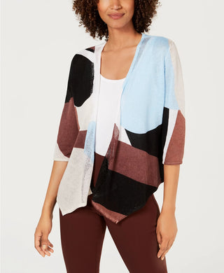 Cardigan Alfani Feminino Colorblocked Aberto na Frente Azul Marinho Tamanho X-G