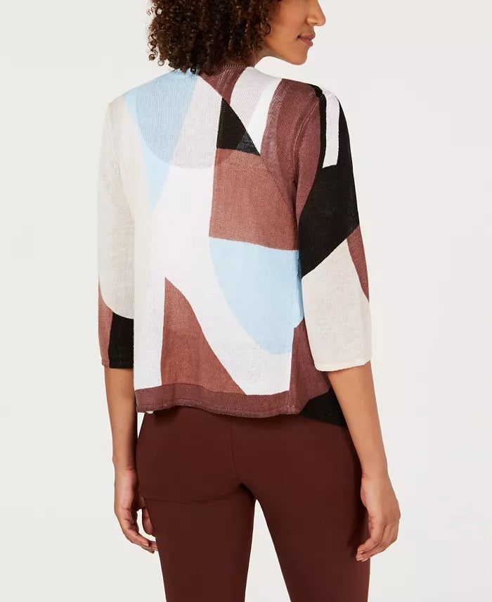 Cardigan Alfani Feminino Colorblocked Aberto na Frente Azul Marinho Tamanho X-G