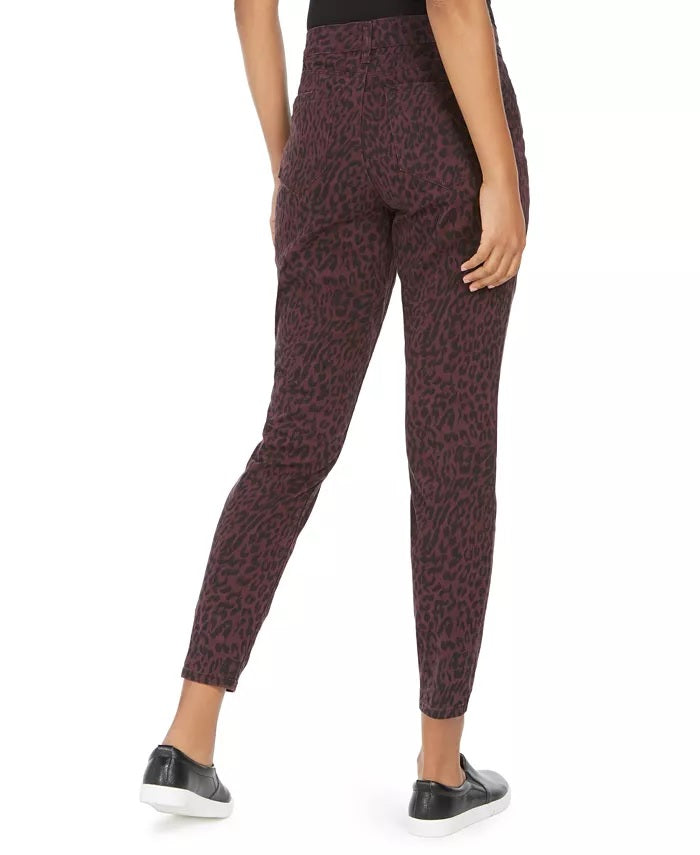 Jeans skinny feminino estilo &amp; co, pequeno, curvilíneo, estampa animal, vermelho, tamanho 6 P