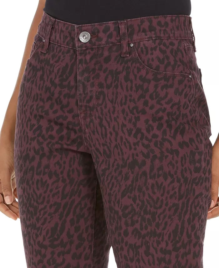 Jeans skinny feminino estilo &amp; co, pequeno, curvilíneo, estampa animal, vermelho, tamanho 6 P