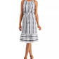 Vestido midi listrado jacquard feminino Style &amp; Co, azul marinho, tamanho médio