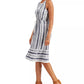 Vestido midi listrado jacquard feminino Style &amp; Co, azul marinho, tamanho médio