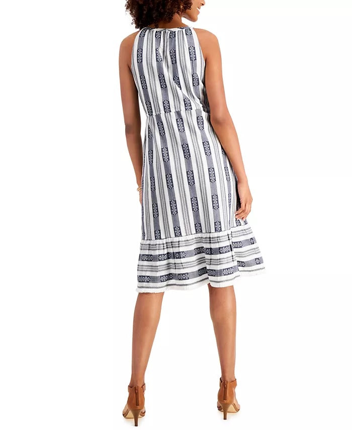 Vestido midi listrado jacquard feminino Style &amp; Co, azul marinho, tamanho médio