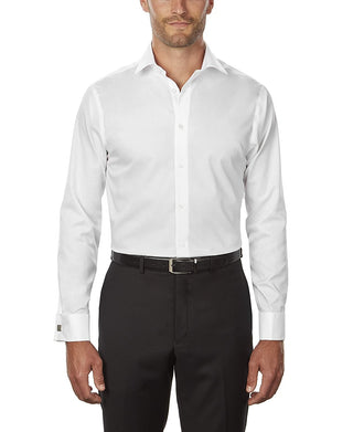Camisa social masculina Calvin Klein Classic/Regular Fit com gola flexível elástica, branca, tamanho 34-35
