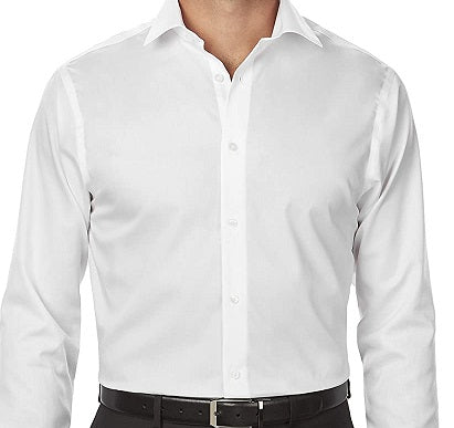 Camisa social masculina Calvin Klein Classic/Regular Fit com gola flexível elástica, branca, tamanho 34-35
