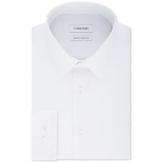 Camisa social masculina Calvin Klein Classic/Regular Fit com gola flexível elástica, branca, tamanho 34-35