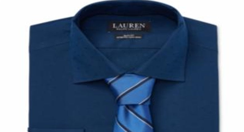Camisa social masculina Ralph Lauren Slim Fit, sem passar, azul, tamanho 15x34-35