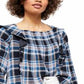 Blusa Siena Feminina Free People Xadrez Gola Quadrada Azul Tamanho Médio