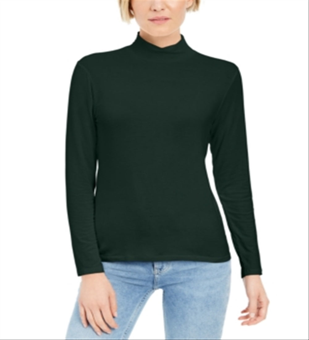 Blusa feminina com gola falsa, verde, tamanho pequeno, S, da Style &amp; Co