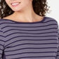 Karen Scott Blusa feminina listrada de algodão com bainha ventilada, roxa, tamanho grande