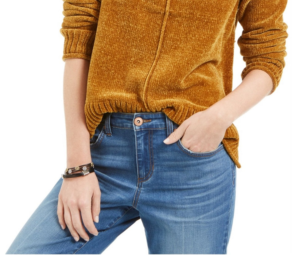Suéter pulôver feminino de chenille estilo &amp; co, amarelo, tamanho pequeno médio