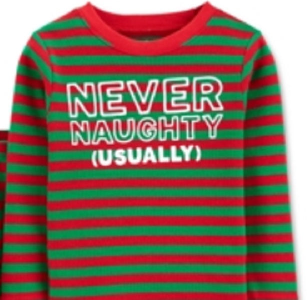 Conjunto de pijama Carter's Boy's Baby 2 peças de algodão Never Naughty verde, vários tamanhos 12