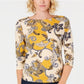 Charter Club Blusa feminina de algodão Pima com estampa de botões e ombros, tamanho pequeno, amarelo, P/M
