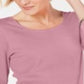 Karen Scott Blusa feminina de algodão com decote redondo, rosa, tamanho pequeno