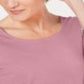 Karen Scott Blusa feminina de algodão com decote redondo, rosa, tamanho pequeno grande