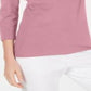 Karen Scott Blusa feminina de algodão com decote redondo, rosa, tamanho pequeno grande