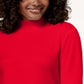 Karen Scott Blusa feminina de algodão com gola alta e manga comprida, vermelha, tamanho pequeno GG