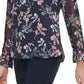 Blusa Tommy Hilfiger Feminina com Botões e Punhos Amarrados e Estampa Floral, Cinza Escuro, Tamanho P