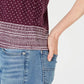 Camiseta feminina Lucky Brand de algodão com estampa de borda e decote redondo, roxa, tamanho pequeno