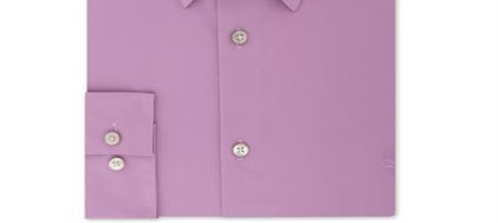 Camisa social masculina Calvin Klein Slim Fit com gola roxa, tamanho GG 17/5