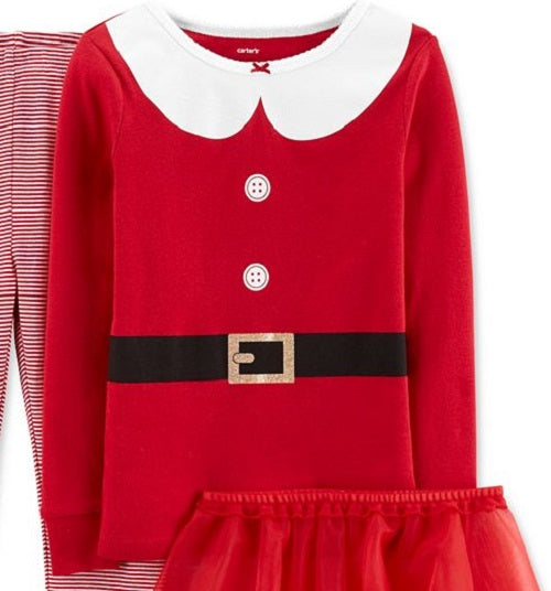Conjunto de pijama de Papai Noel com tutu Carter's Girls, 3 peças, vermelho, tamanho 6