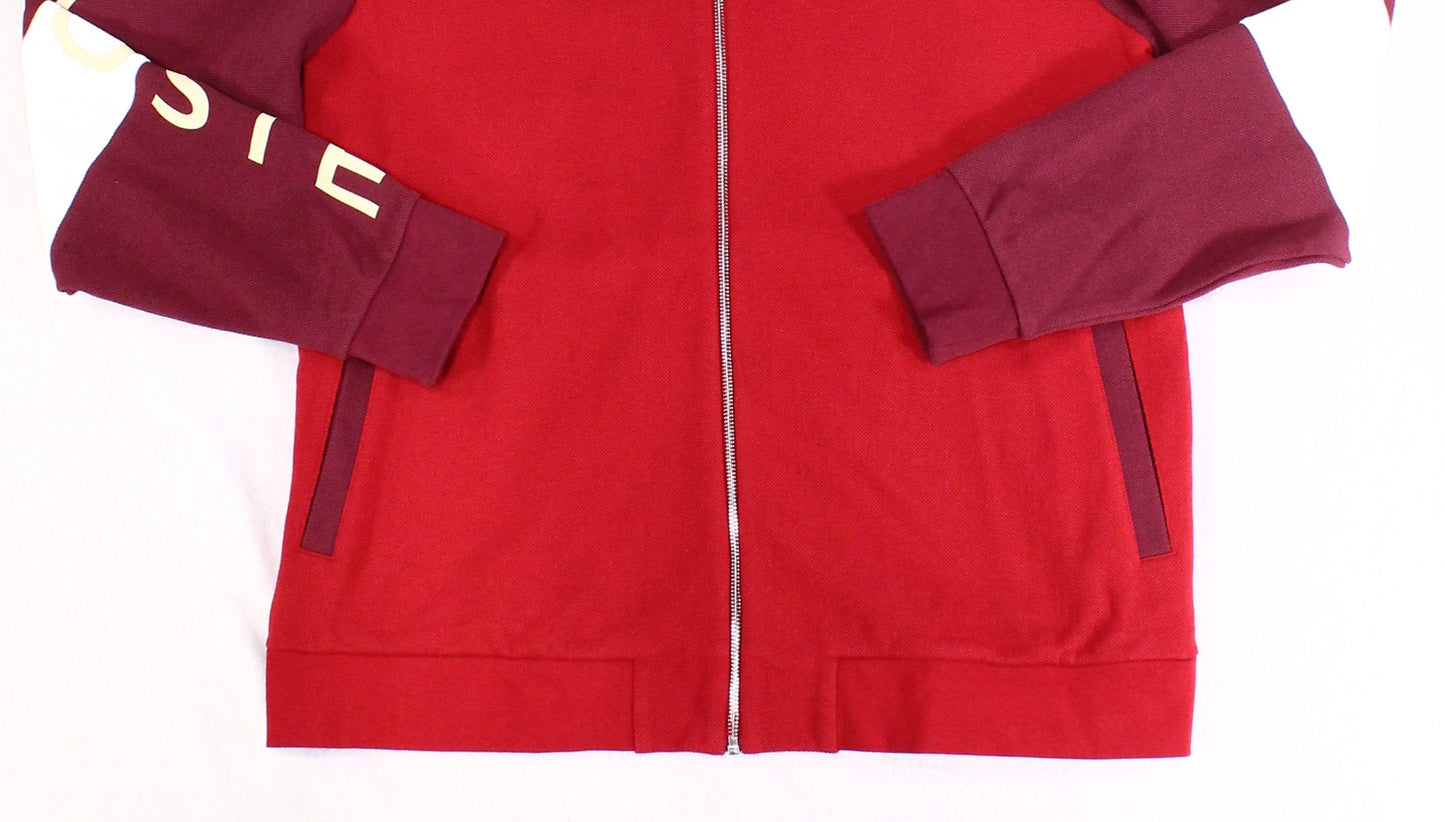 Suéter Lacoste Masculino Texturizado em Malha Colorblock com Zíper Completo Vermelho Tamanho 6