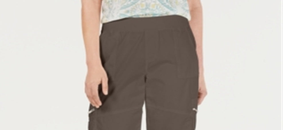 Bermuda feminina estilo &amp; co com cintura confortável, marrom, tamanho pequeno G