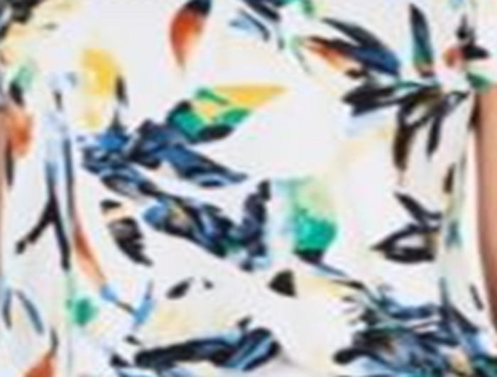 JM Collection Blusa Estampada Feminina Branca Tamanho Pequeno X-Grande