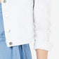 Jaqueta jeans feminina Maison Jules com manga bufante, branca, tamanho extragrande