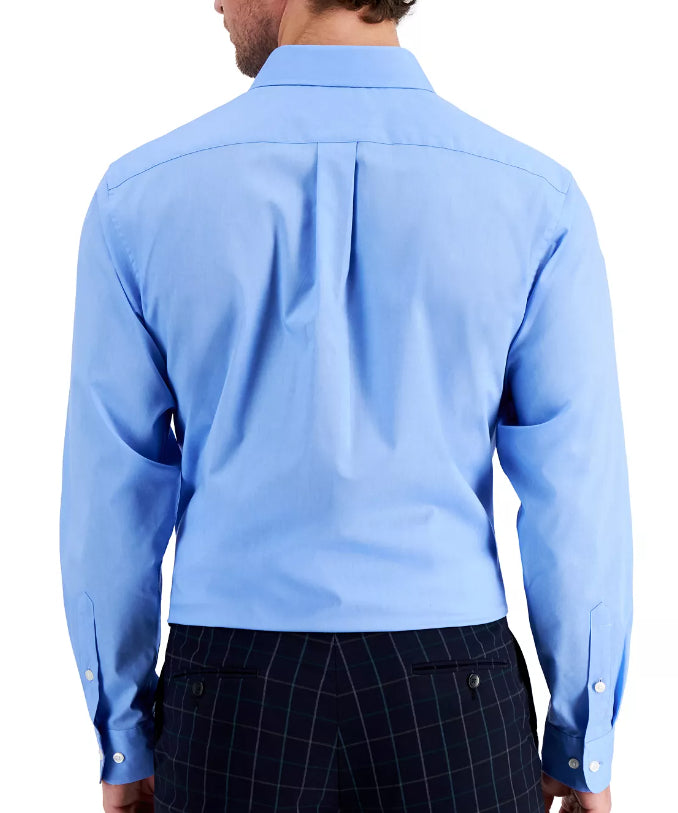 Camisa social masculina Club Room Classic Regular Fit, azul, tamanho 2, extra grande, 18 (36-37)