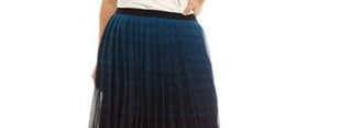 Saia plissada transparente Anne Klein na altura do joelho, azul, tamanho 6