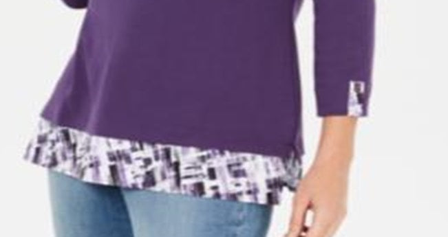Karen Scott Blusa Feminina Estampada Roxa Tamanho Pequeno P