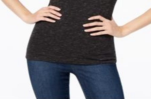 Blusa feminina Maison Jules com decote redondo e sem mangas, preta, tamanho XS