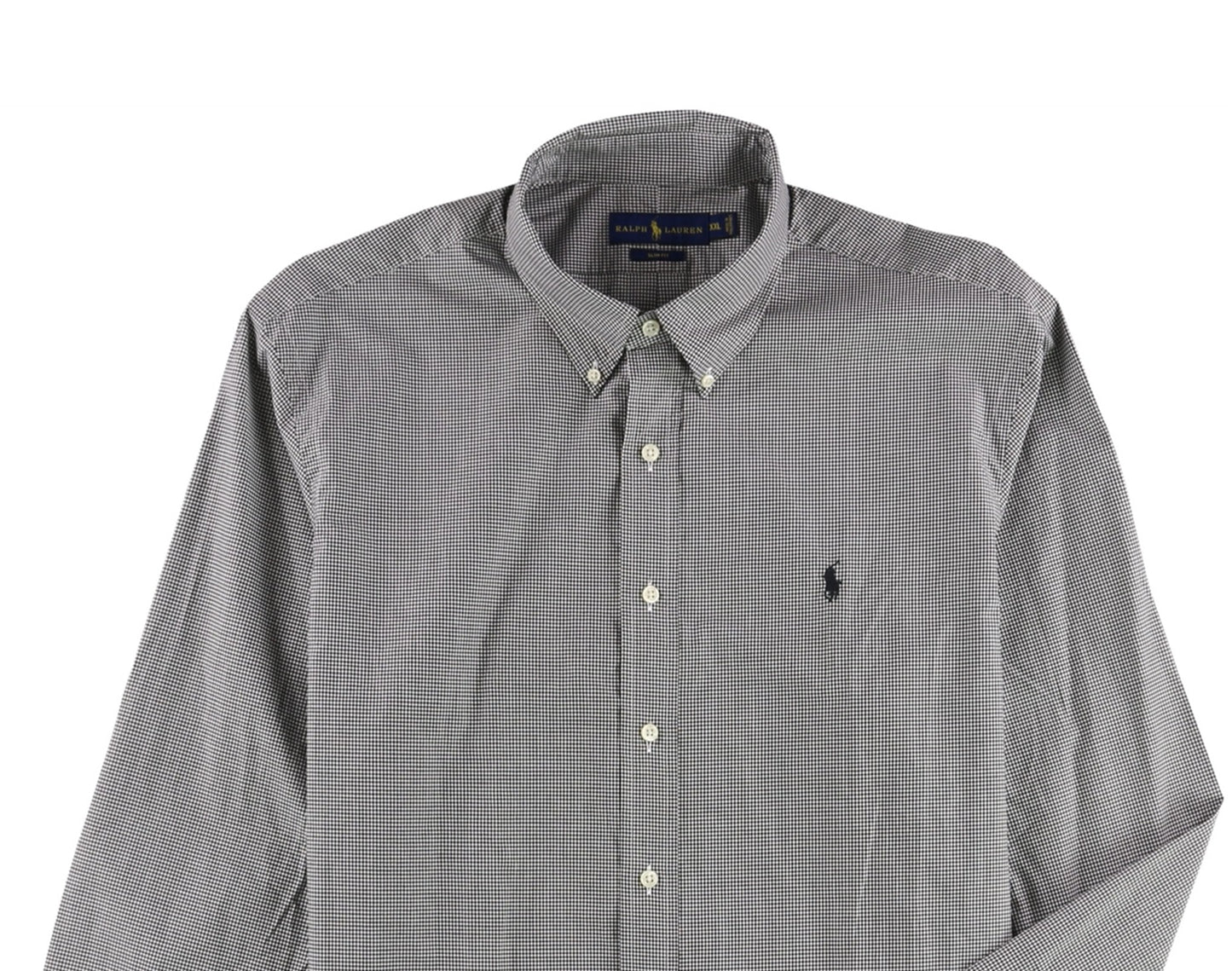 Camisa xadrez masculina Ralph Lauren com botões, preta, tamanho XXL