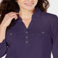 Camisa utilitária feminina Karen Scott de algodão com gola Johnny, roxa, tamanho X-S