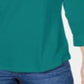 Camisa utilitária feminina Karen Scott de algodão com gola Johnny, azul, tamanho X-G