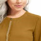 JM Collection Top Feminino com Punhos e Botões, Mostarda, Tamanho Pequeno G