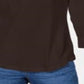 Camisa utilitária feminina Karen Scott de algodão com gola Johnny, tamanho chocolate, pequena